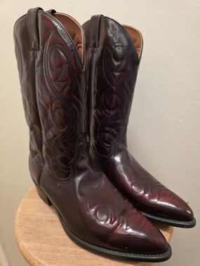 Acme USA Men's Western Leather Cowboy Boots - Burgundy